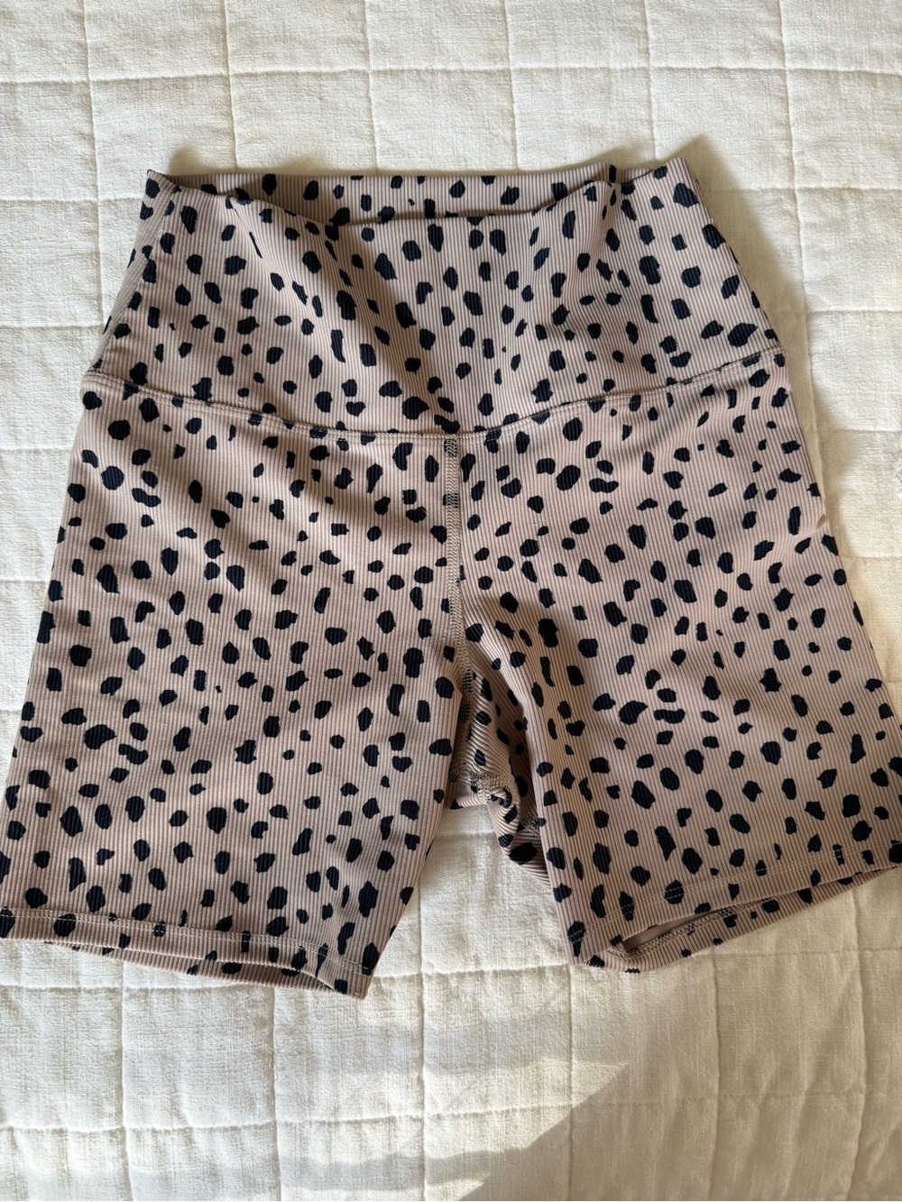 Beach Riot Taupe Leopard Spot High-Waist Bike Shorts